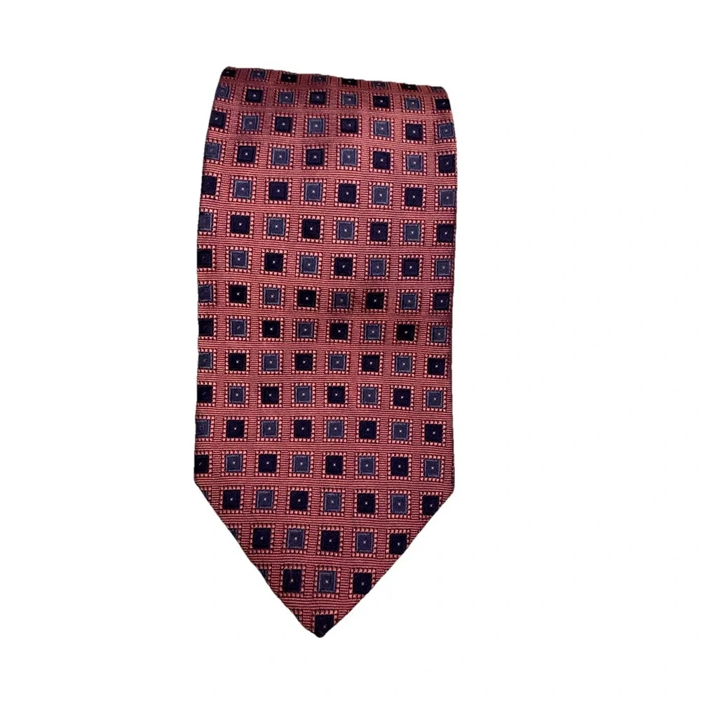 Brooks Brothers 346 Pure Silk Tie Blush Geometric Square USA‎